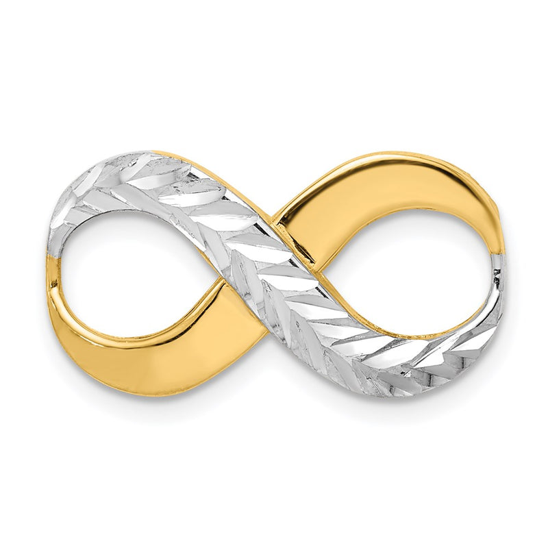 14K Yellow & Rhodium W/Rhodium D/C Infinity Fits 4mm Fancy Omega Slide