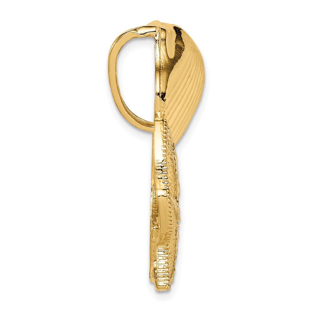 14K Yellow & Rhodium With White Scallop, Starfish And Sand Dollar Slide