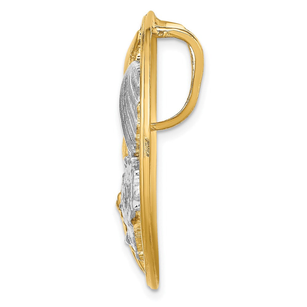 14K Yellow & Rhodium With White Shell Cluster In Circle Slide