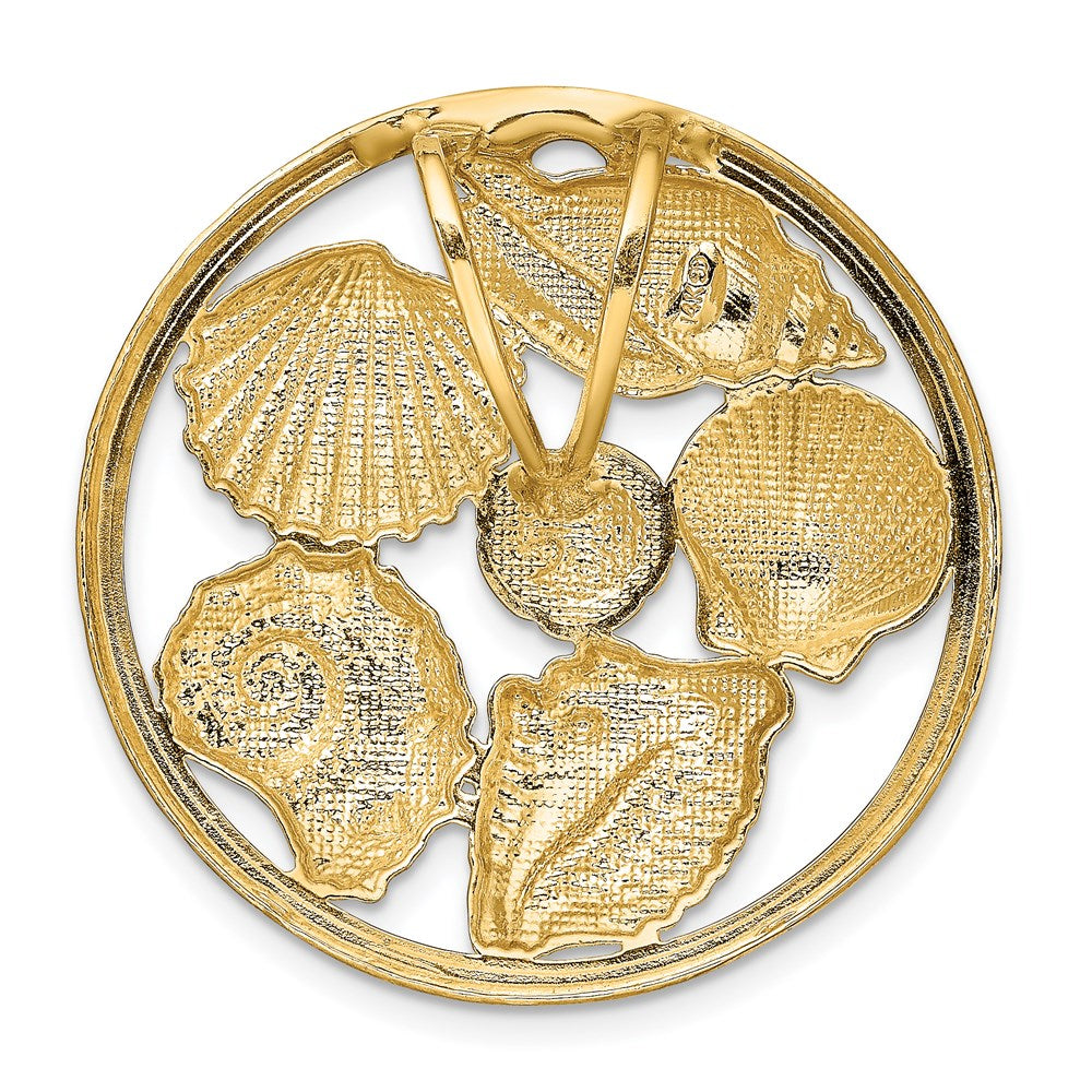 14K Yellow & Rhodium With White Shell Cluster In Circle Slide