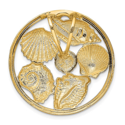14K Yellow & Rhodium With White Shell Cluster In Circle Slide