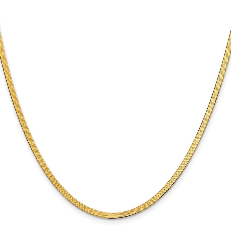 24 Inch 14K Yellow Gold 2.5mm Silky Herringbone Chain Necklace