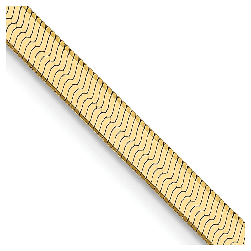 14K Yellow Gold 24 Inch 3mm Silky Herringbone With Lobster Clasp Chain Necklace