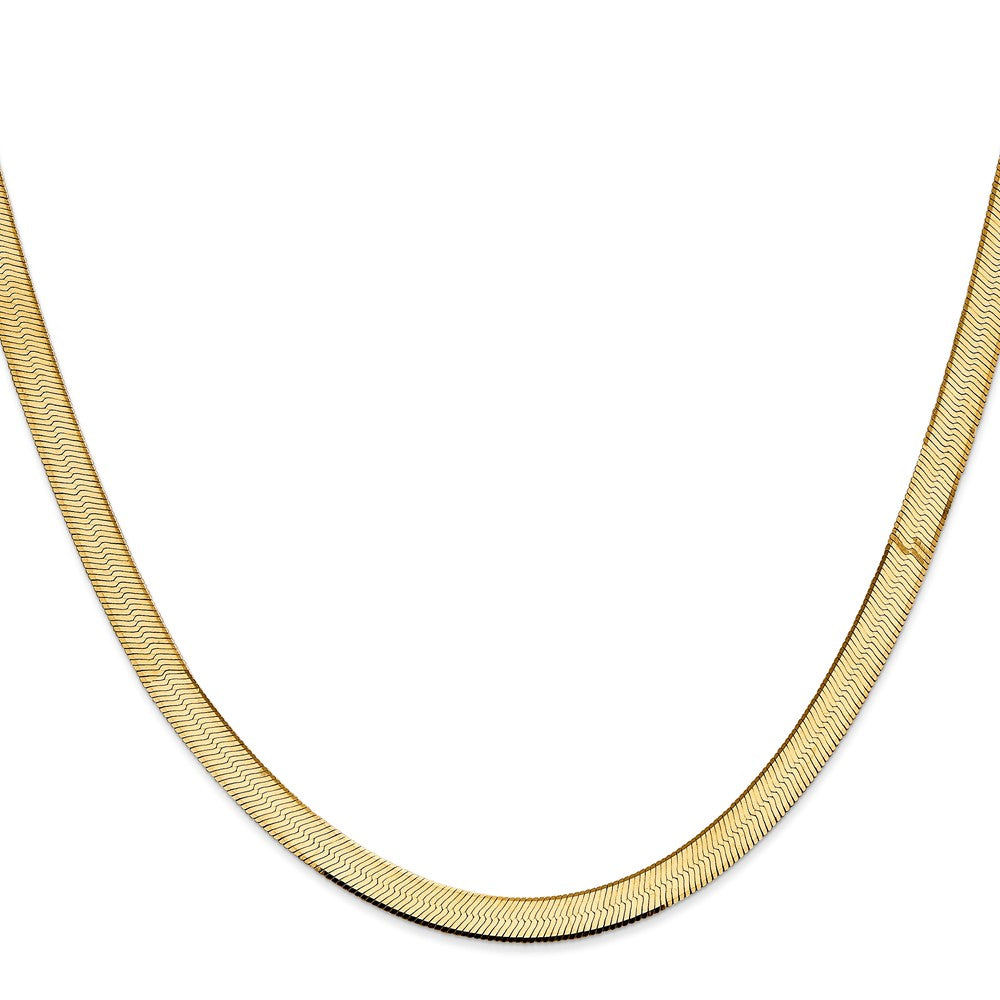 14K Yellow Gold 5.5mm Silky Herringbone With Lobster Clasp Chain Necklace