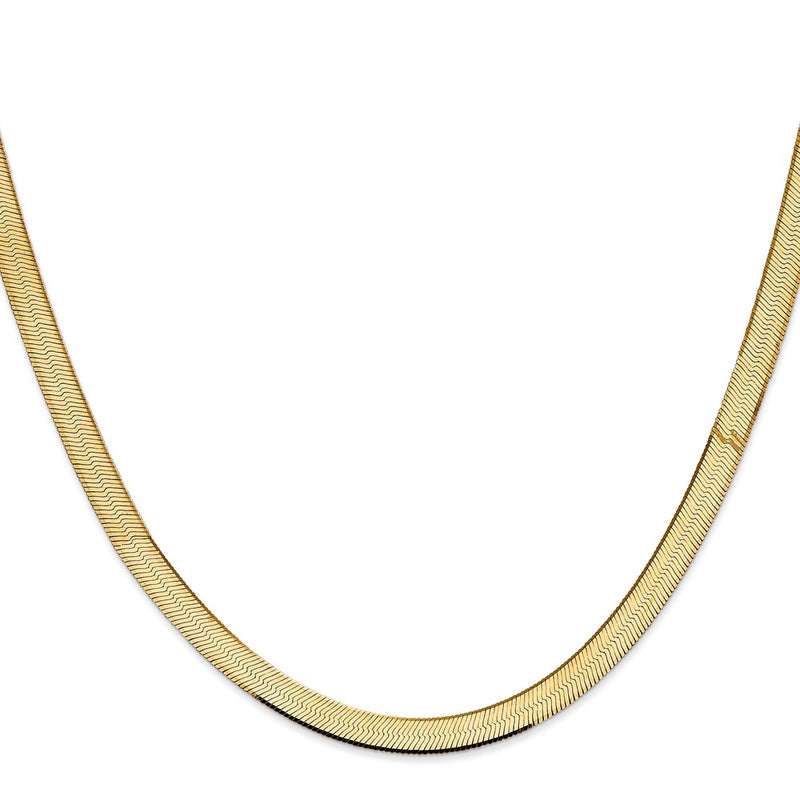 14K Yellow Gold 5.5mm Silky Herringbone With Lobster Clasp Chain Necklace