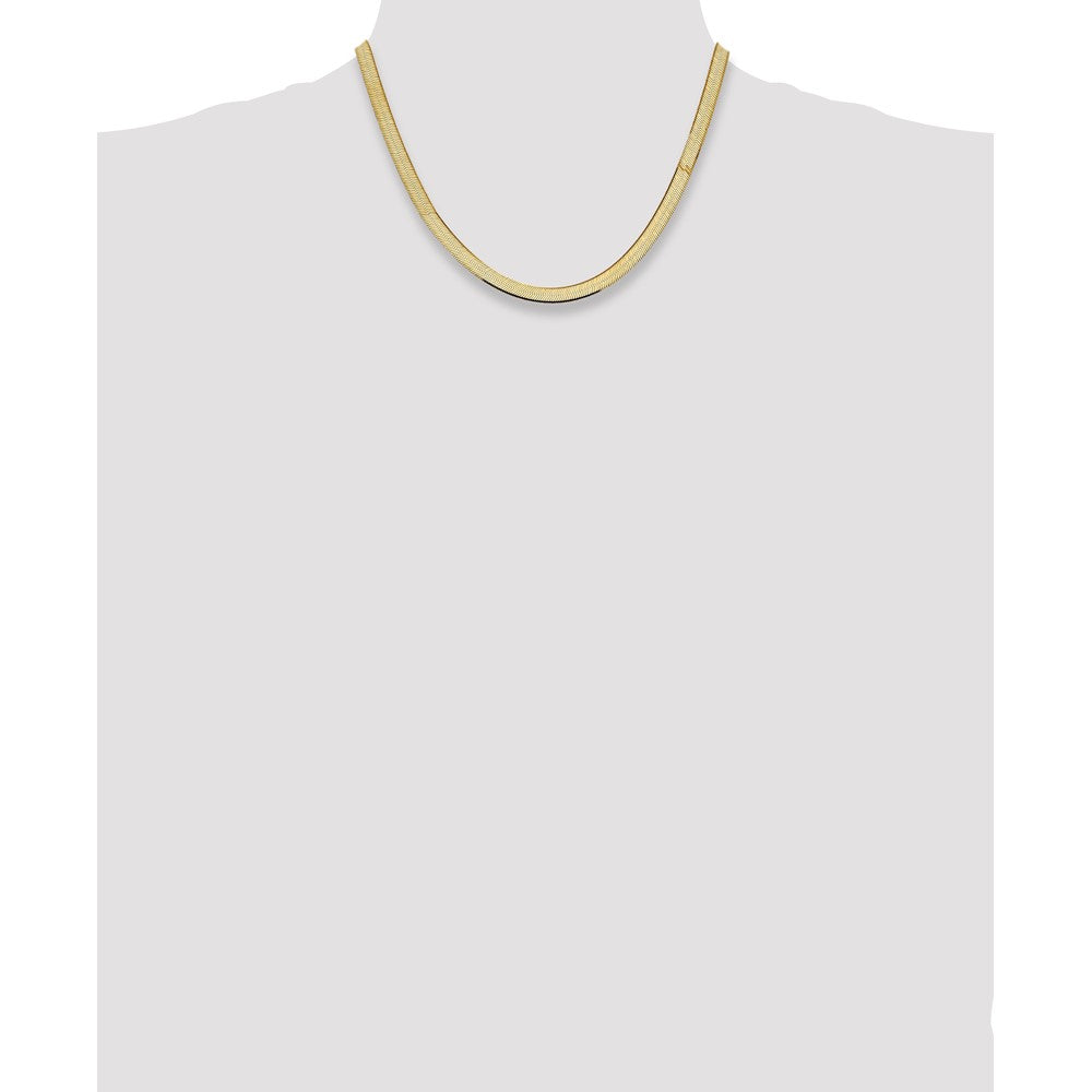 14K Yellow Gold 5.5mm Silky Herringbone With Lobster Clasp Chain Necklace