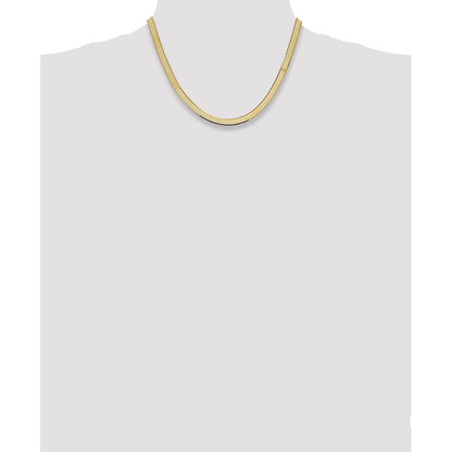 14K Yellow Gold 5.5mm Silky Herringbone With Lobster Clasp Chain Necklace