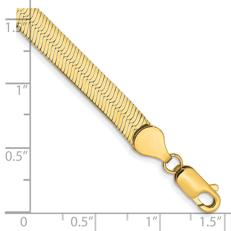 14K Yellow Gold 5.5mm Silky Herringbone With Lobster Clasp Chain Bracelet
