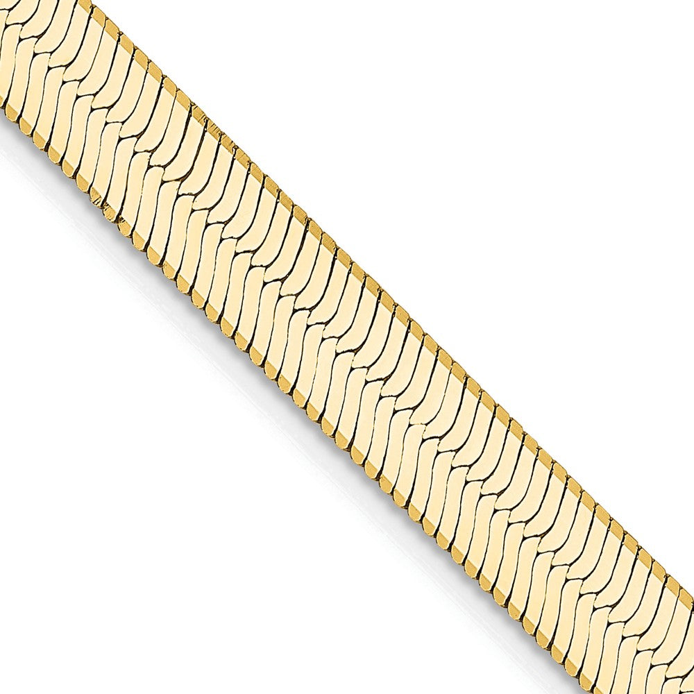 14K Yellow Gold 5.5mm Silky Herringbone With Lobster Clasp Chain Necklace