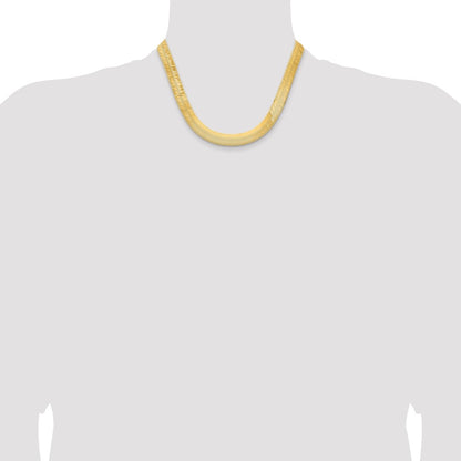 14K Yellow Gold 10mm Silky Herringbone With Lobster Clasp Chain Necklace