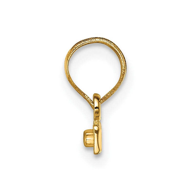 14K Yellow Gold Small Brushed Diamond-Cut Top Charm