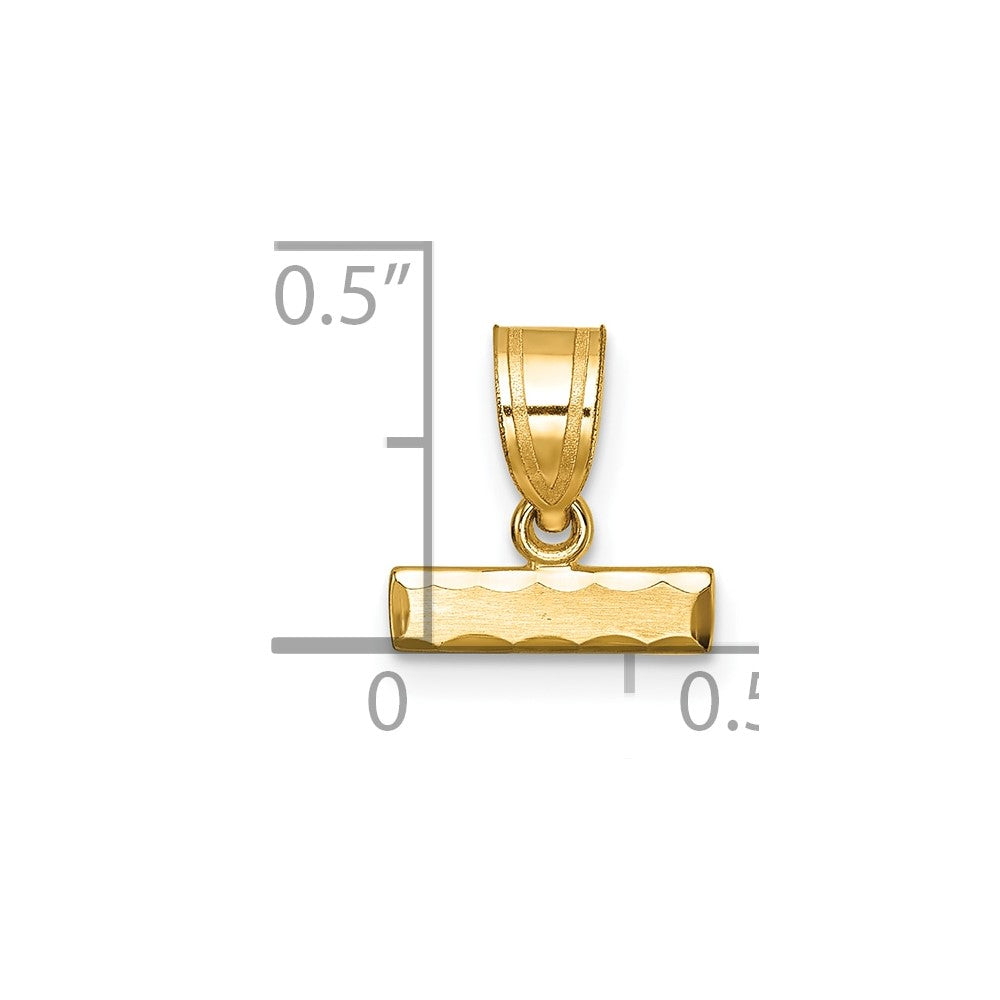 14K Yellow Gold Small Brushed Diamond-Cut Top Charm