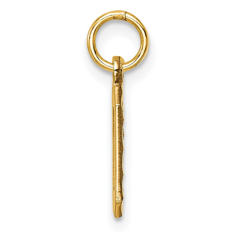 14K Yellow Gold Small Brushed Diamond-Cut Number 0 Charm