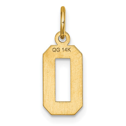 14K Yellow Gold Small Brushed Diamond-Cut Number 0 Charm