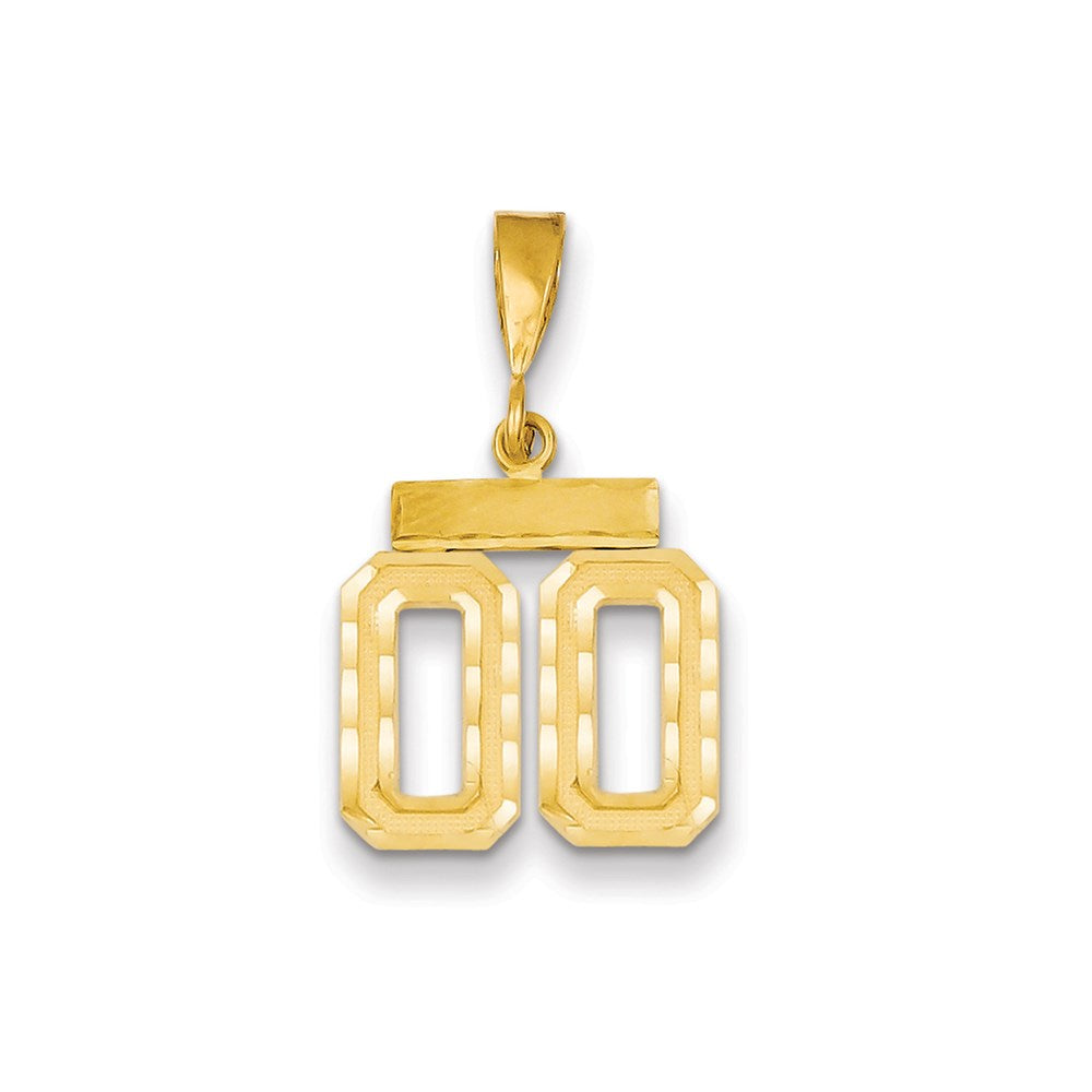 14K Yellow Gold Small Diamond-Cut Number 00 On Top Charm