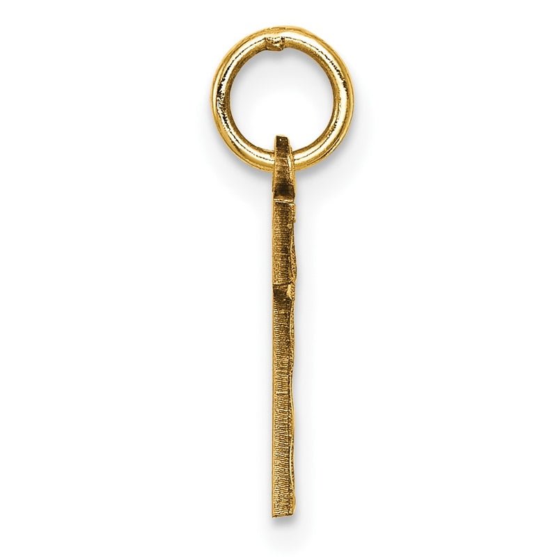 14K Yellow Gold Small Brushed Diamond-Cut Number 1 Charm