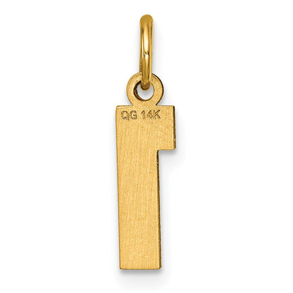 14K Yellow Gold Small Brushed Diamond-Cut Number 1 Charm