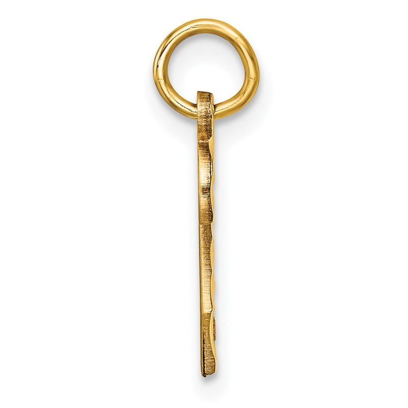 14K Yellow Gold Small Brushed Diamond-Cut Number 2 Charm