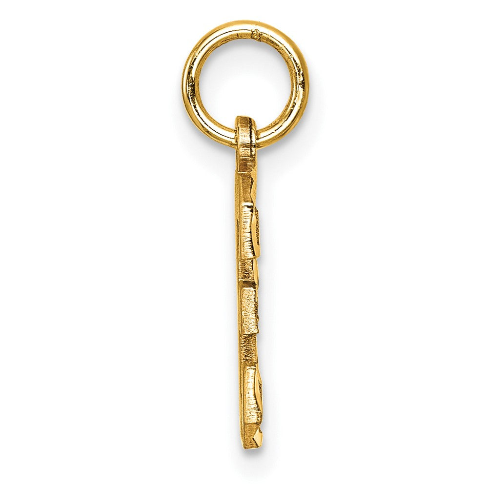 14K Yellow Gold Small Brushed Diamond-Cut Number 3 Charm