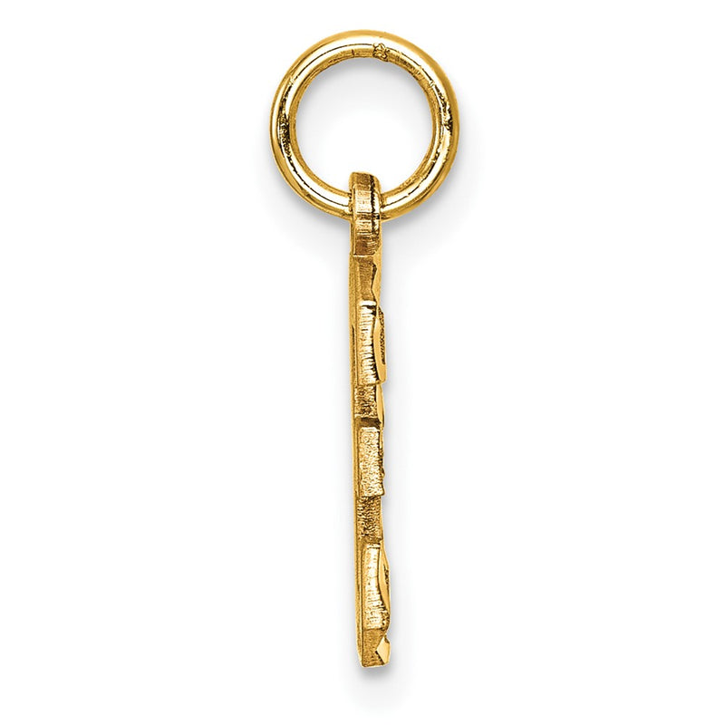 14K Yellow Gold Small Brushed Diamond-Cut Number 3 Charm