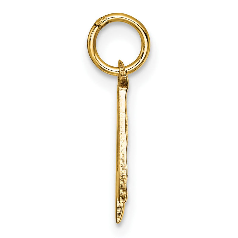 14K Yellow Gold Small Brushed Diamond-Cut Number 4 Charm