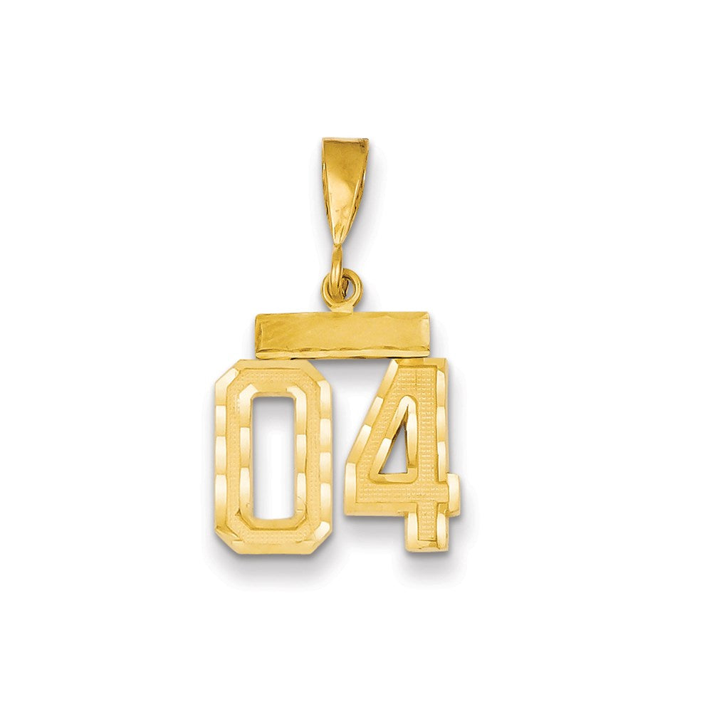 14K Yellow Gold Small Diamond-Cut Number 04 On Top Charm
