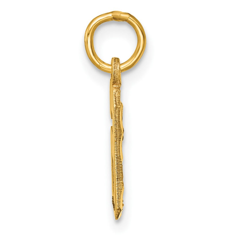 14K Yellow Gold Small Brushed Diamond-Cut Number 6 Charm