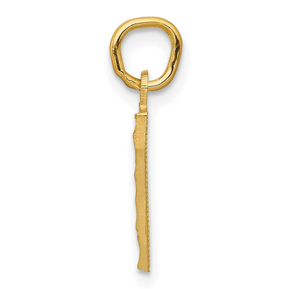 14K Yellow Gold Small Brushed Diamond-Cut Number 7 Charm