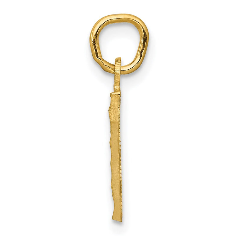 14K Yellow Gold Small Brushed Diamond-Cut Number 7 Charm