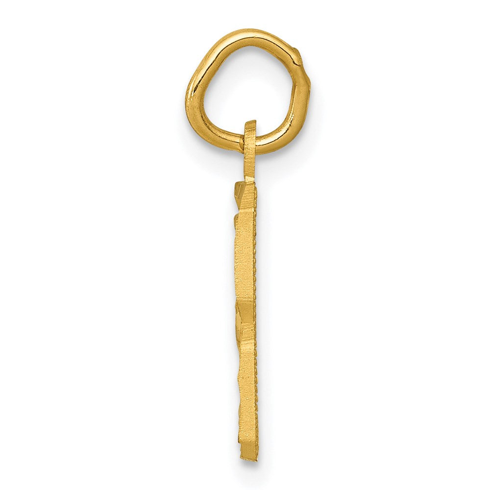 14K Yellow Gold Small Brushed Diamond-Cut Number 8 Charm