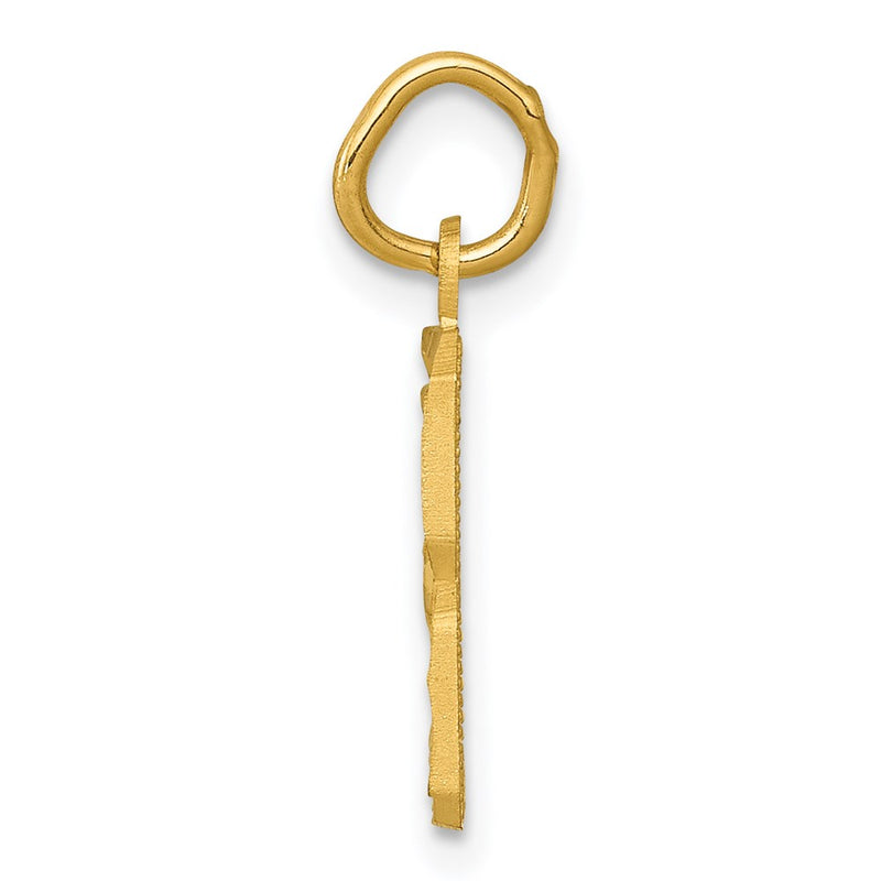 14K Yellow Gold Small Brushed Diamond-Cut Number 8 Charm