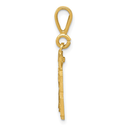 14k Yellow Gold Small Brushed Diamond-cut Number 13 Charm