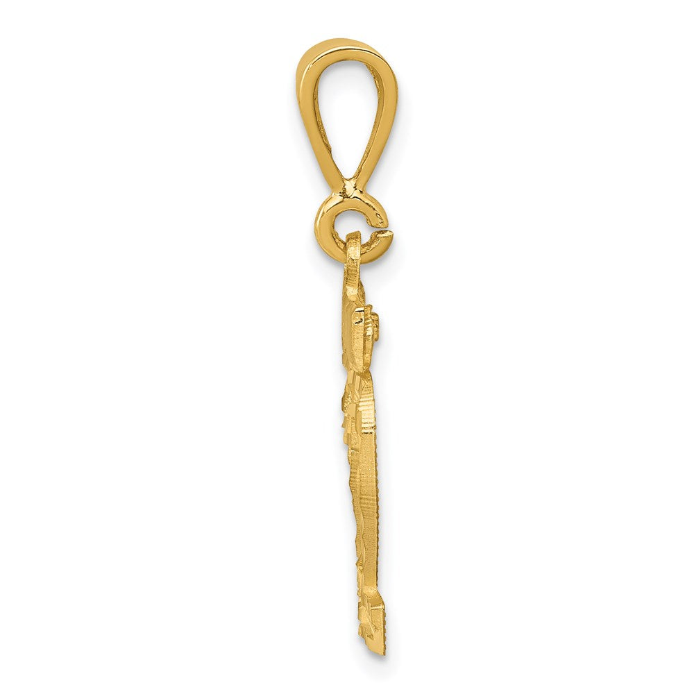 14k Yellow Gold Small Brushed Diamond-cut Number 22 Charm