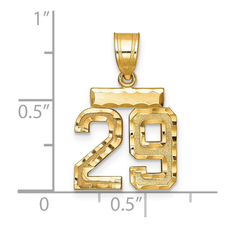 14k Yellow Gold Small Brushed Diamond-cut Number 29 Charm