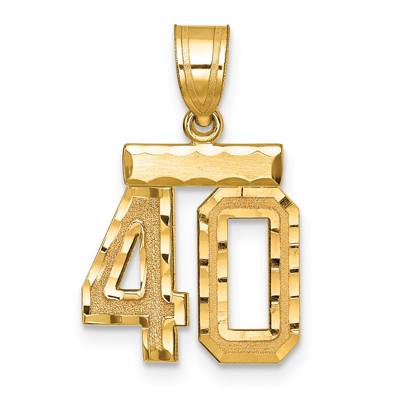 14k Yellow Gold Small Brushed Diamond-cut Number 40 Charm