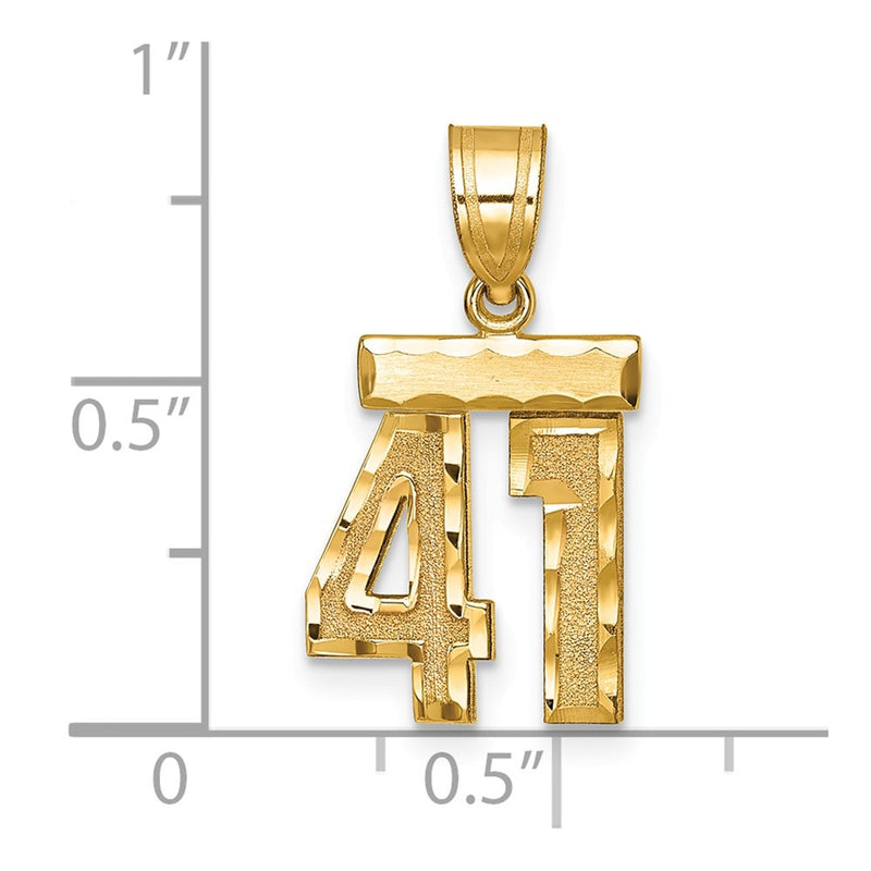 14k Yellow Gold Small Brushed Diamond-cut Number 41 Charm