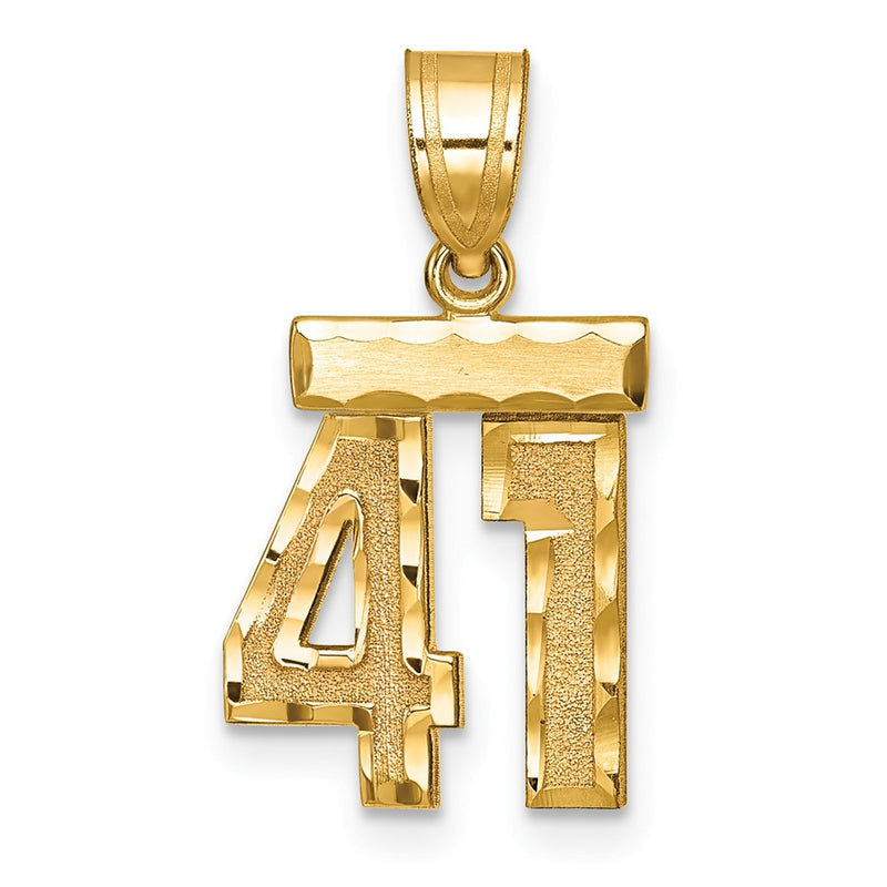 14k Yellow Gold Small Brushed Diamond-cut Number 41 Charm