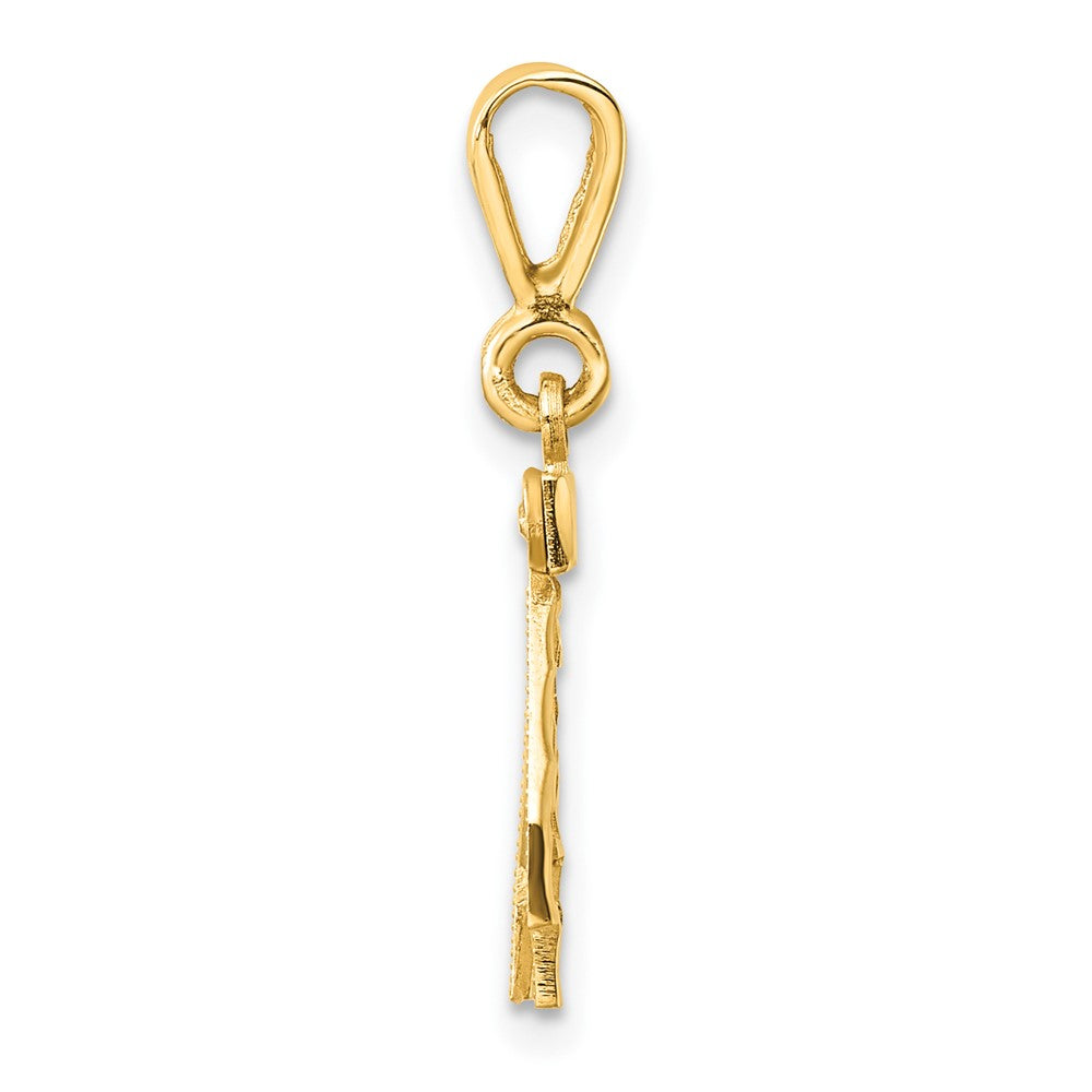 14k Yellow Gold Small Brushed Diamond-cut Number 42 Charm