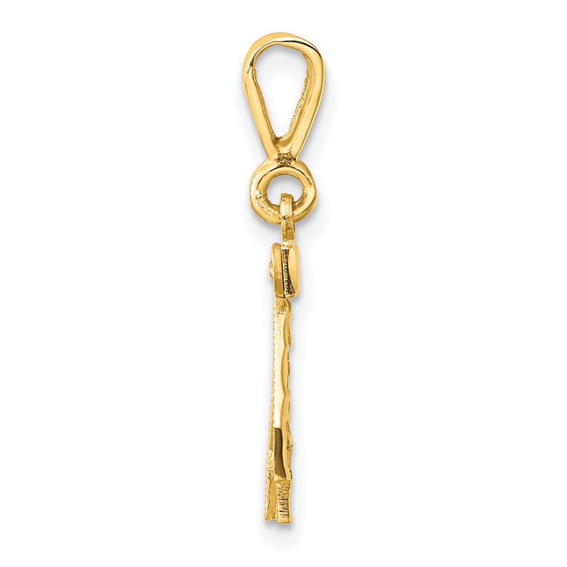 14k Yellow Gold Small Brushed Diamond-cut Number 42 Charm