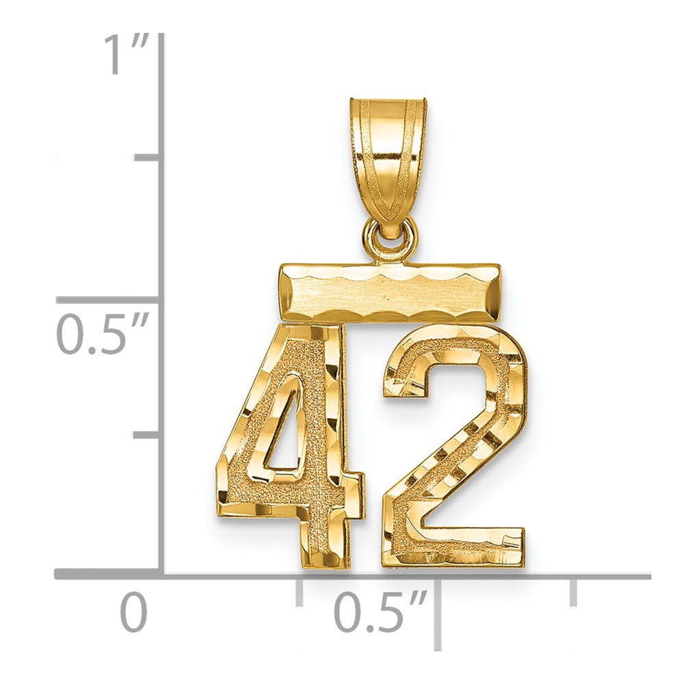 10K Yellow Gold Small Brushed Diamond-Cut Number 42 Charm