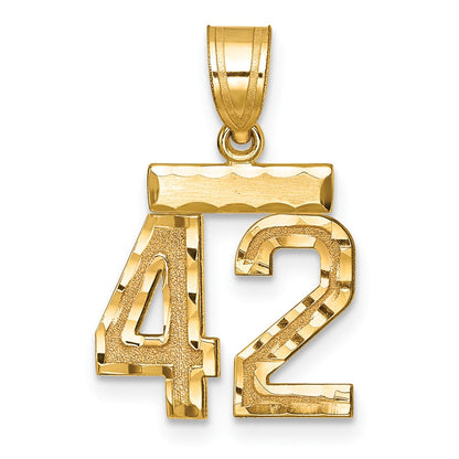 10K Yellow Gold Small Brushed Diamond-Cut Number 42 Charm