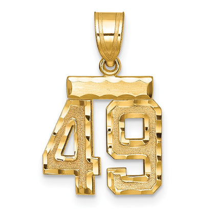 14k Yellow Gold Small Brushed Diamond-cut Number 49 Charm