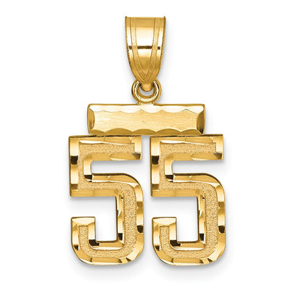 14k Yellow Gold Small Brushed Diamond-cut Number 55 Charm