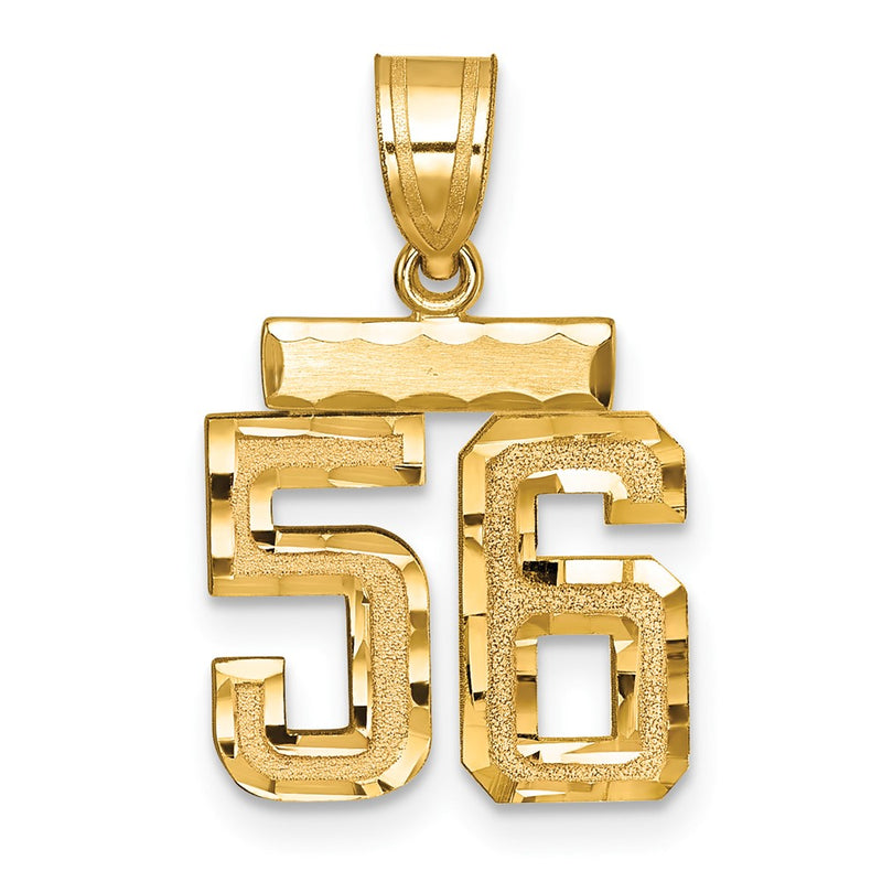 14k Yellow Gold Small Brushed Diamond-cut Number 56 Charm