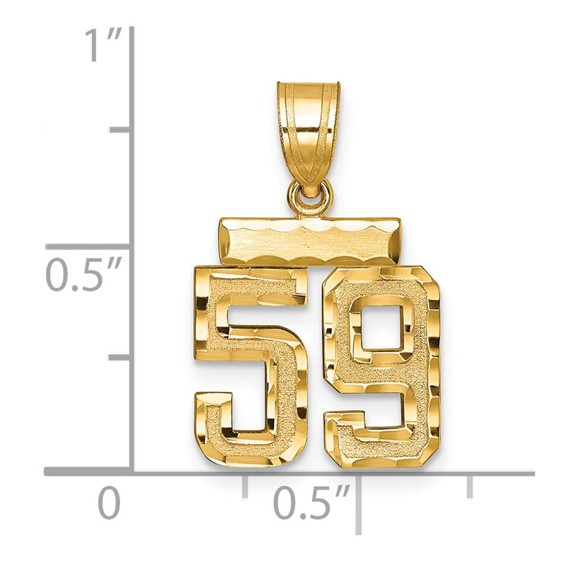 14k Yellow Gold Small Brushed Diamond-cut Number 59 Charm