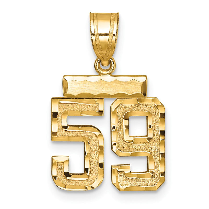 14k Yellow Gold Small Brushed Diamond-cut Number 59 Charm