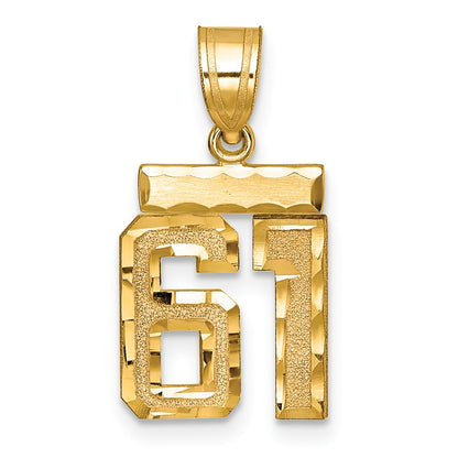14k Yellow Gold Small Brushed Diamond-cut Number 61 Charm
