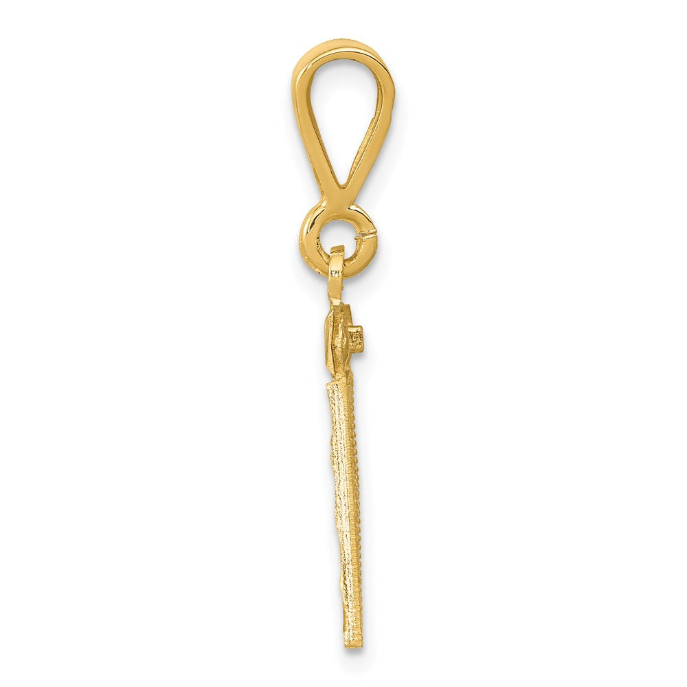 14k Yellow Gold Small Brushed Diamond-cut Number 81 Charm