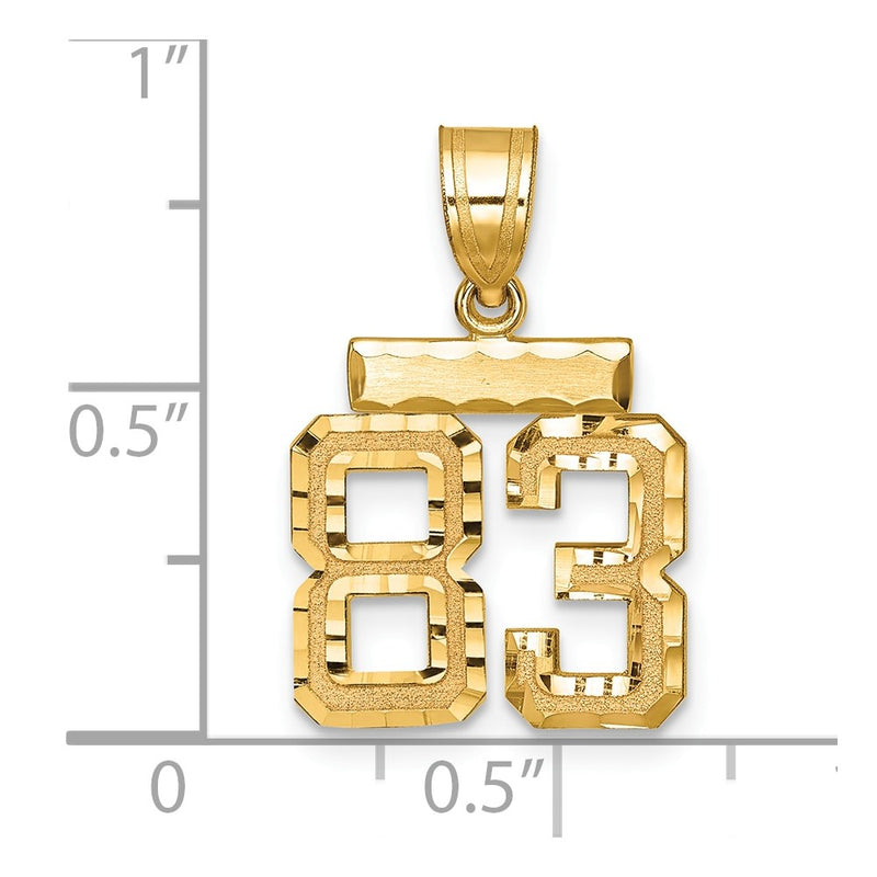 14k Yellow Gold Small Brushed Diamond-cut Number 83 Charm
