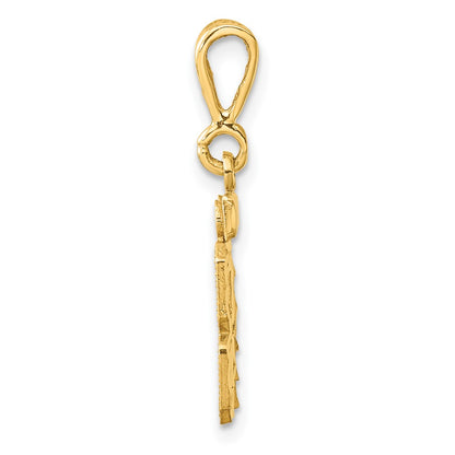 14k Yellow Gold Small Brushed Diamond-cut Number 84 Charm